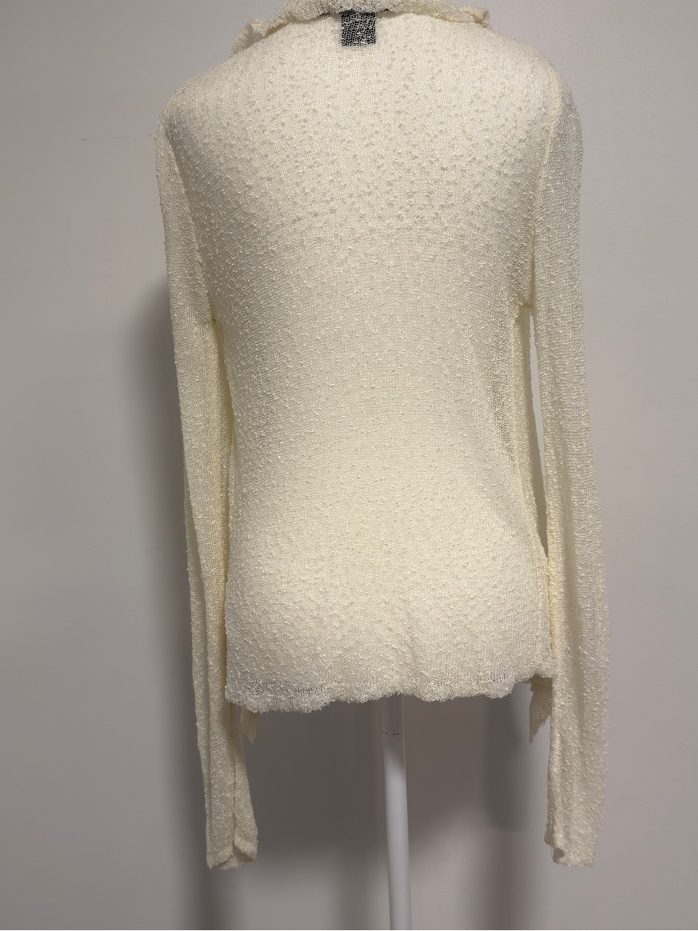 Lightweight Cream Ruffle-Trim Open Cardigan - Picture 2 of 4